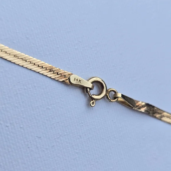 14k Gold Necklace Flat Herringbobe